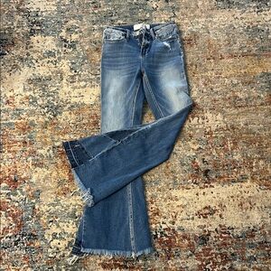 Women's Distressed Blue Flare Jeans